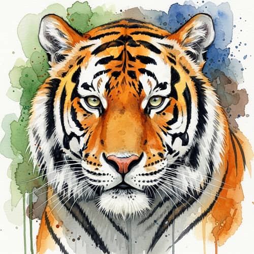 Watercolour Painting of Majestic Tiger | Striking Wildlife Art