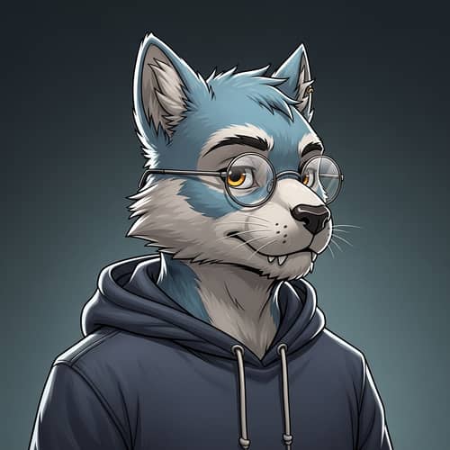 Anthropomorphic Furry with Rounded Glasses Hoodie Look