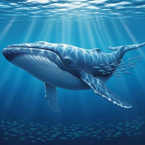 Majestic Blue Whale Swimming in Ocean