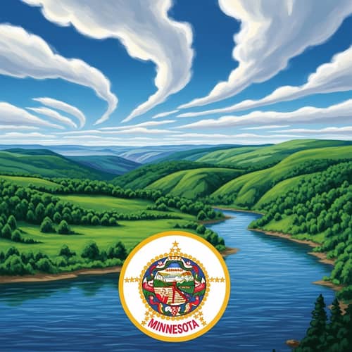 Modern Minnesota State Flag Design with Sky, Land, and Water Elements