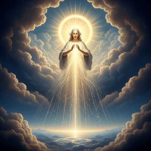 Transcendental Divine Figure: Surreal Fantasy Illumination