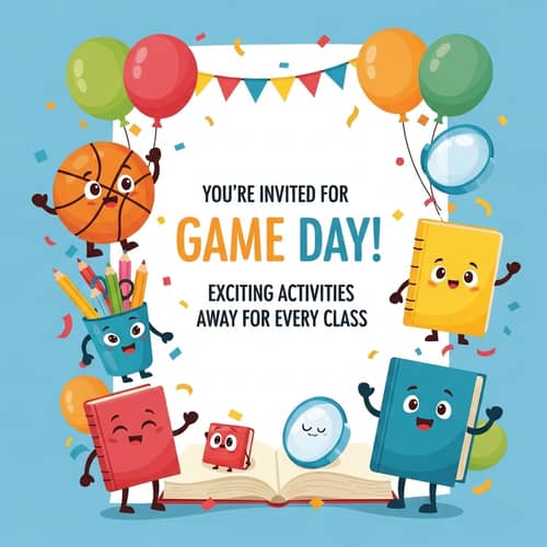Colorful Games Event Invitation for School Classes | Game Day Fun