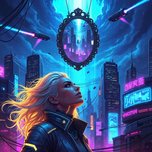Futuristic Cyberpunk Beauty: Striking Woman in Neon City