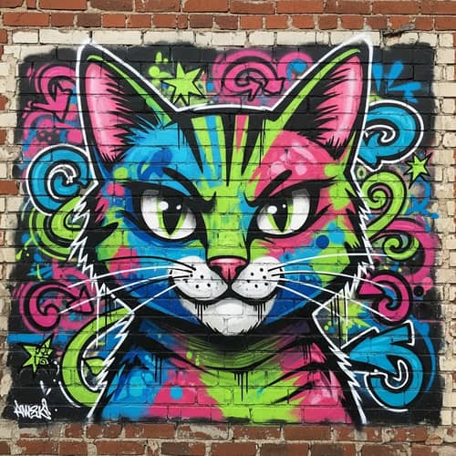 Graffiti Art Style Cat - Urban Feline Street Design
