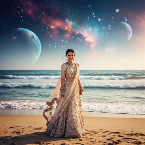 Excited South Asian Beach Wedding: Celestial Elegance