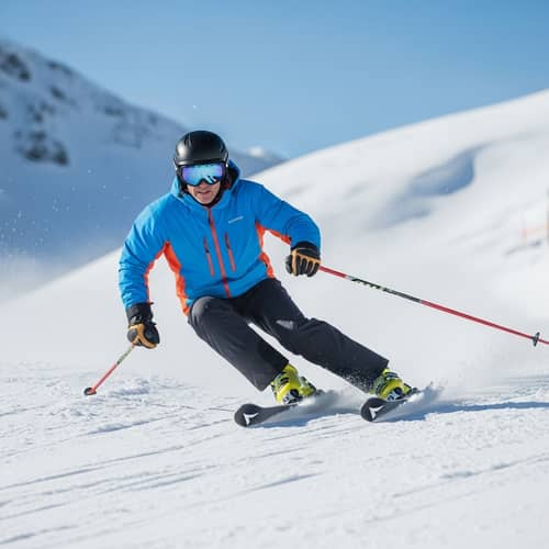 Professional Male Politician Skiing on Snowy Slope