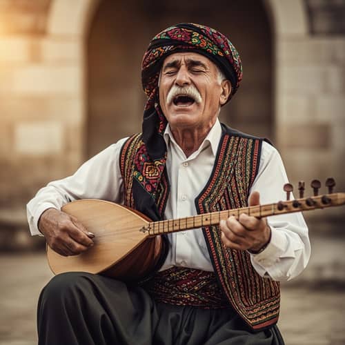 Traditional Kurdish Bard: Captivating Dengbêj Performance