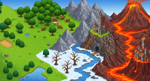 Pixel Art Adventure: A Detailed Bird's Eye View Masterpiece
