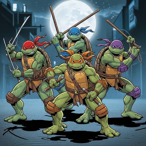 Ninja Turtles Poster: Martial Arts Heroes in Action