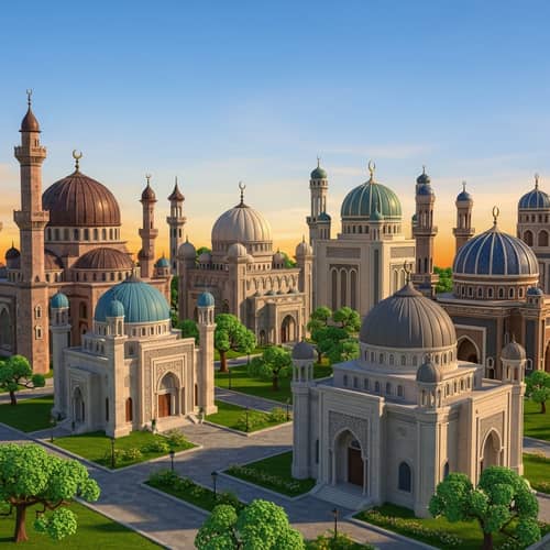 Beautiful 3D Cartoon Mosques - A Stunning View