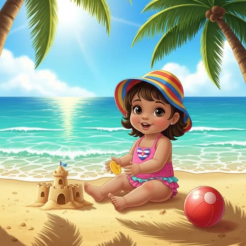 Cuban Baby Girl Enjoying Sunny Day in Acapulco