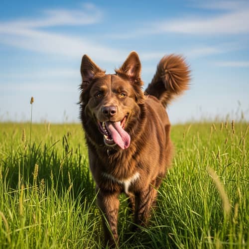 Large Adult Dog Frolicking in Field of Tall Grass | Exciting Outdoor Scene