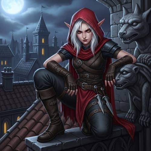 Half-Elf Girl Illustration: Northern City Moonlight Art