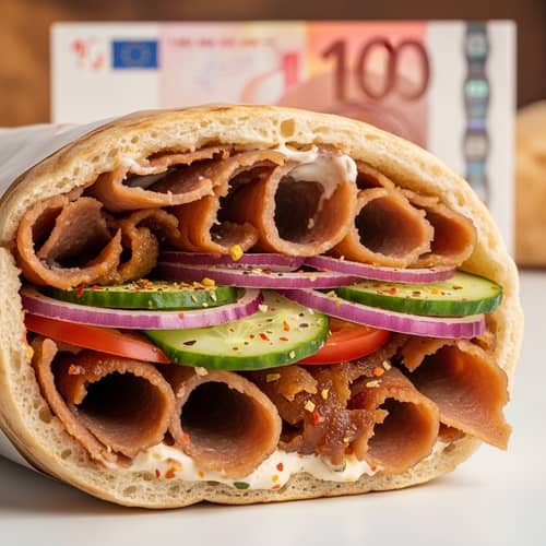 Delicious 10 Euro Kebab: Freshly Grilled Meat, Vegetables & Sauces