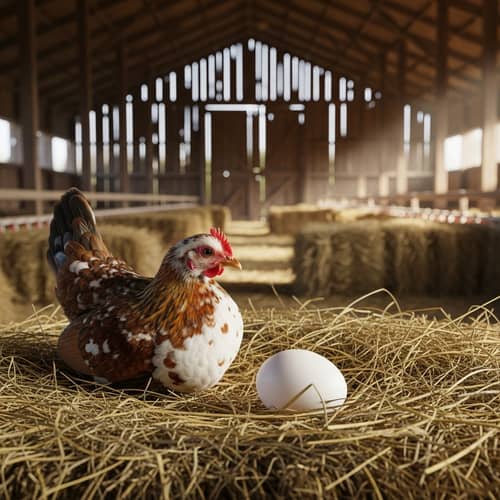 Rustic Barn Scene with Chicken and Egg - Country Charm Delight