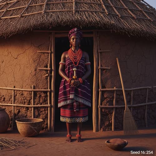 Beautiful African Princess in Traditional Attire | Village Hut Scene