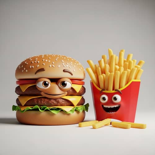 Confident Burger & Eager Fries: A Fun Food Duo