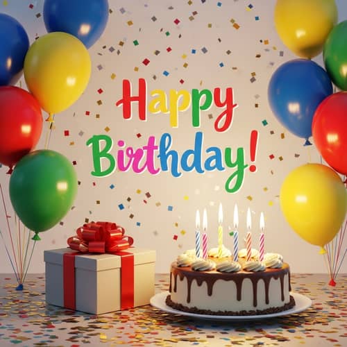 Vibrant Birthday Card and Gifts Celebration