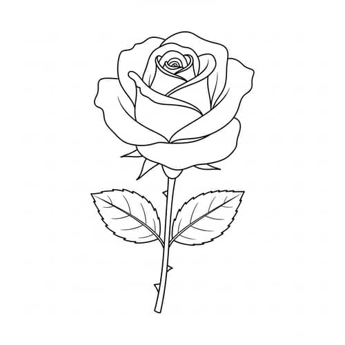 Adorable Rose Line Art for Kids Coloring | Simple & Elegant