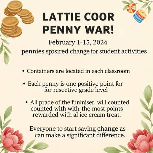 Lattie Coor Penny War! | Charity Fundraiser Flyer 2024