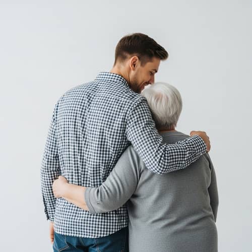 Mid-Twenties Man Hugging Grandma | Heartwarming Silhouettes