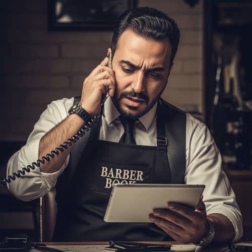 Vintage Barbershop Scene: Middle-Eastern Barber's Busyness