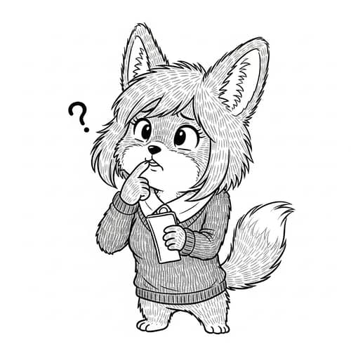 Endearing Furry Kemono Style Icon of Confused Girl