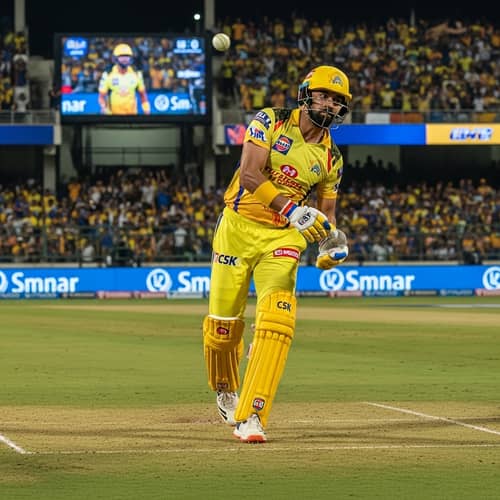 Indian Cricketer in Yellow Gear Bowling Action | Chennai Team Player