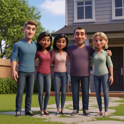 Heartwarming Familial Bond 3D Animation in Backyard