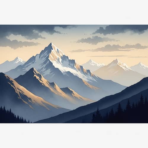 Majestic Watercolor Mountains Painting