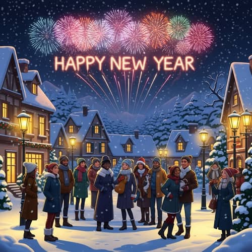 Winter Village Celebration | Joyful New Year Scene