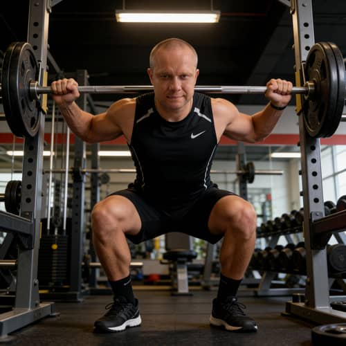Strength Training: Powerful Squats in High-Quality Gym Wear Strength Training: Powerful Squats in High-Quality Gym Wear