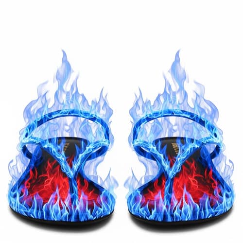4K Image: Red and Black Thongs Made of Blue Flame