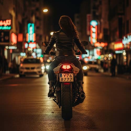 Fierce Middle-Eastern Woman Motorcycle Adventure in City