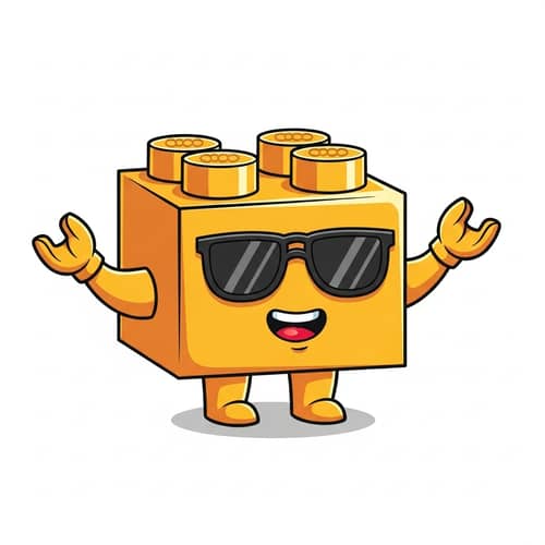 Anthropomorphic Lego Brick with Sunglasses | Fun Toy Character