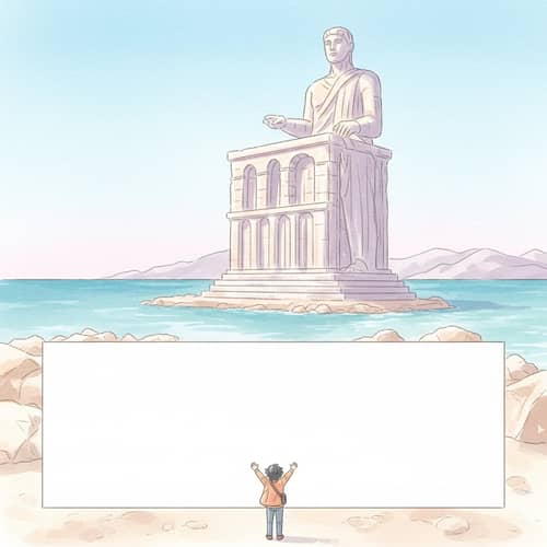 Pastel Watercolor Colossus of Rhodes Statue Art
