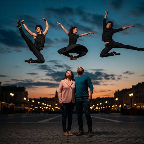 Diverse Couple and Joyful Family Dancing Together