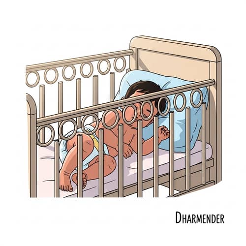 Dharmender Sleeping in Crib Vector Art
