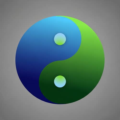 Yin Yang Symbol in Blue and Green Gradient