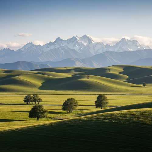 Tranquil Landscape with Majestic Mountains - Nature's Harmony