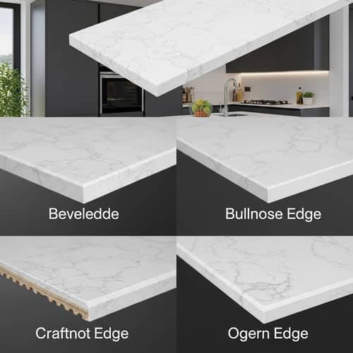 Quartz Worktop Edges: Bevelled, Bullnose, Ogee Profiles | Modern Kitchen
