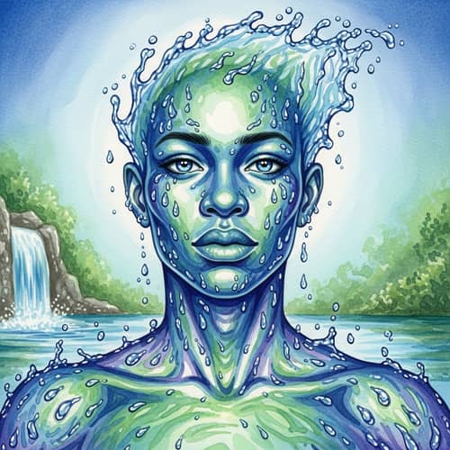 Watercolor Painting of Androgynous Individual with African Descent