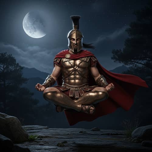 Spartan Warrior Meditating in Lotus Position