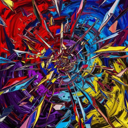 Vibrant Abstract Headache Art - Psychological Turmoil Depicted
