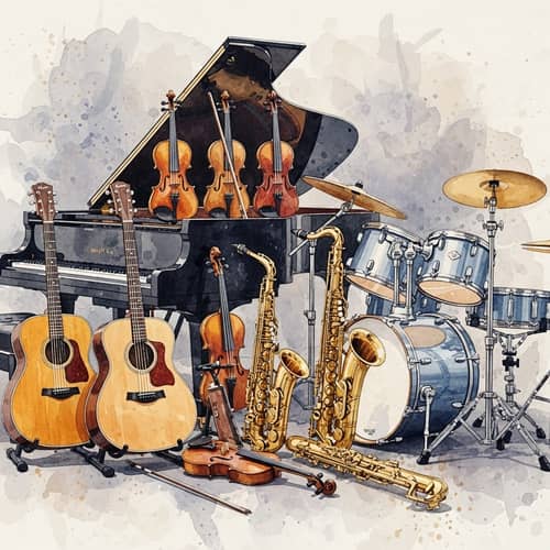 Musical Instruments Watercolor Symphony | Handcrafted Collection