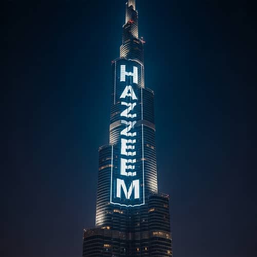 Hazeem Building | Tall Tower Projection Resembling Burj Khalifa