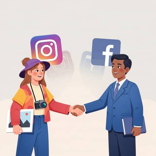 Instagram and Facebook Handshake - Social Media Harmony