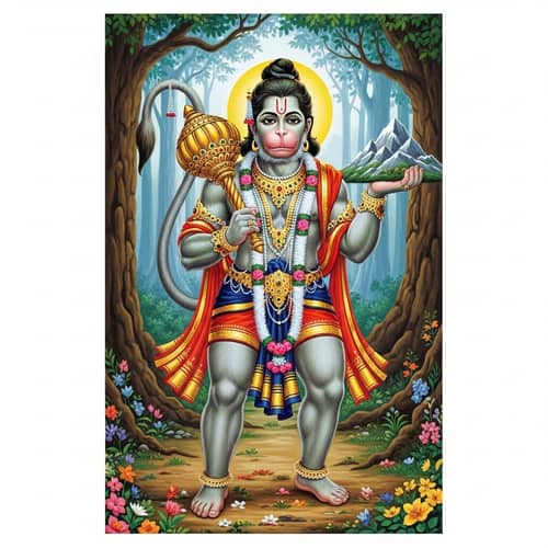 Divine Monkey Hanuman: Ancient Hindu Mythology Art