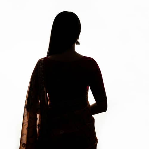 South Asian Female Silhouette on White Background