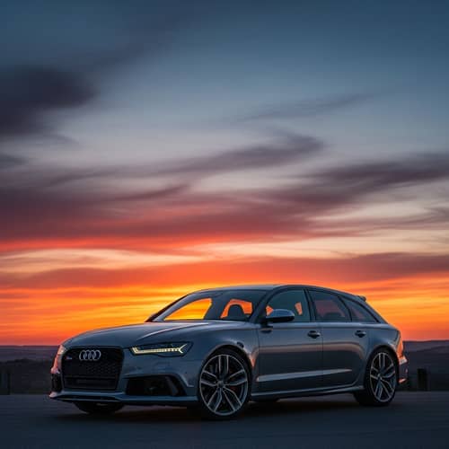 Audi RS6 Car at Sunset | Sleek Design & Vibrant Colors